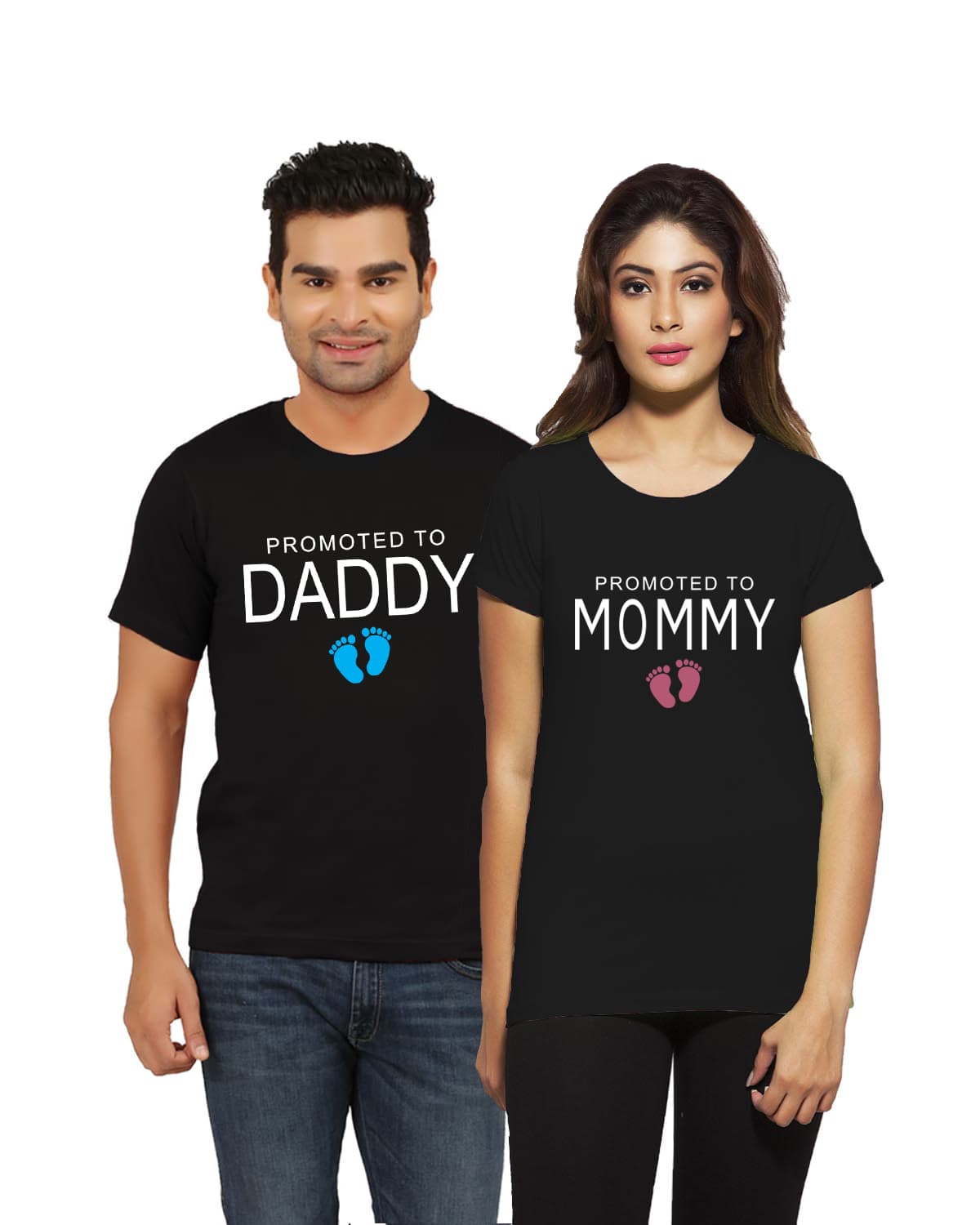 promted to mommy daddy new maternity couple tshirt