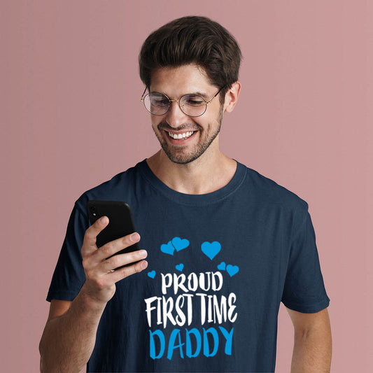 jopo proud first time daddy men tshirt celebration mode navy