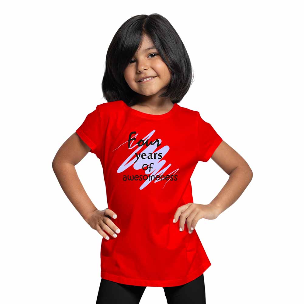 Printed designed 4rd Birthday Theme Kids T-shirt