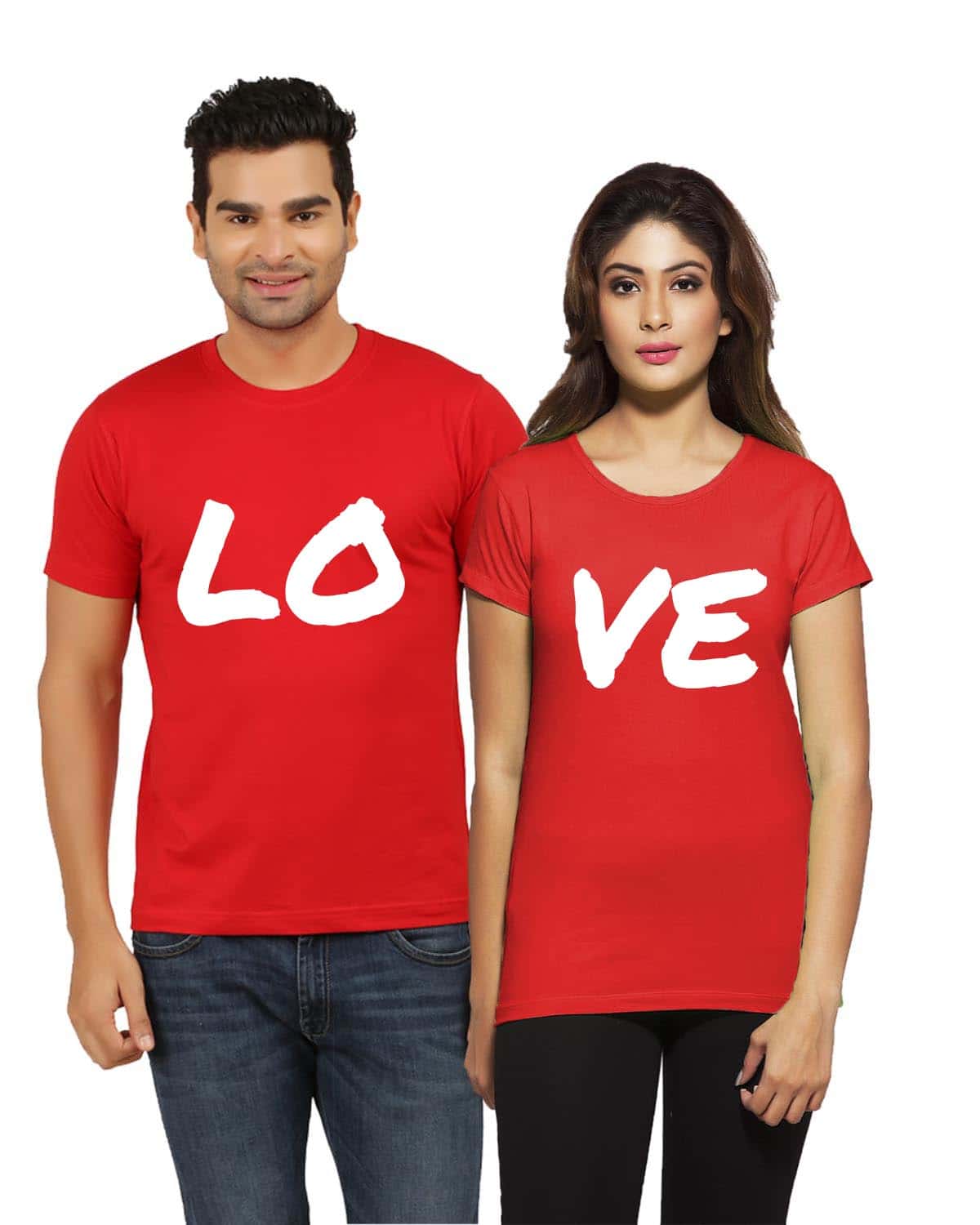couple pair love red tshirt cotton bio-wash
