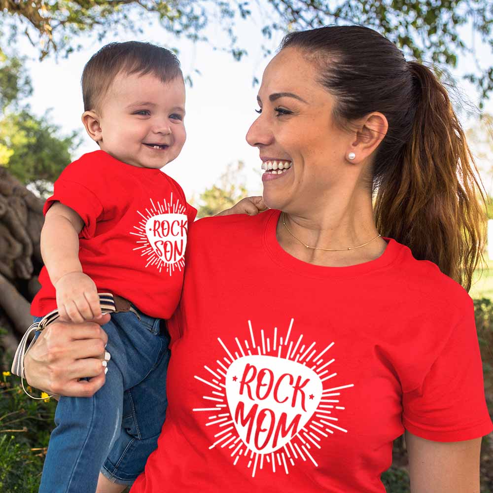 rock mom son red