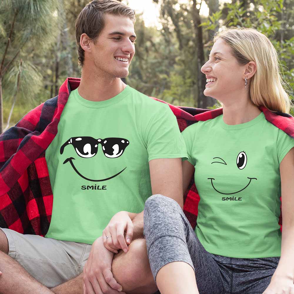 cotton couple dress t shirt couple t shirt on myntra t shirt print for couples mint green