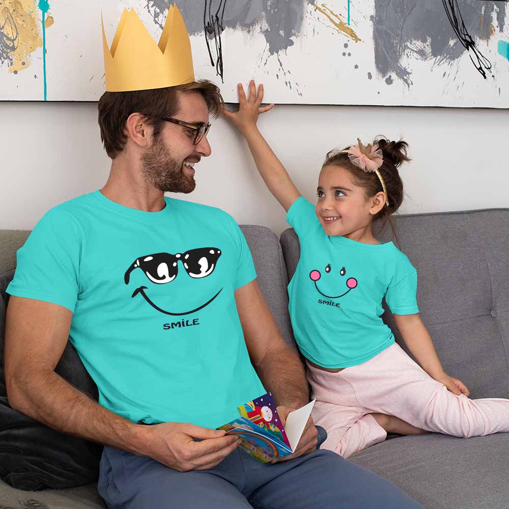 cotton father daughter dress combo shirts for father father and daughters aqua blue