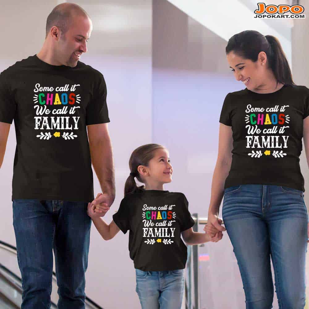 Funny Matching Family Combo Tshirts Chaos Family black cotton