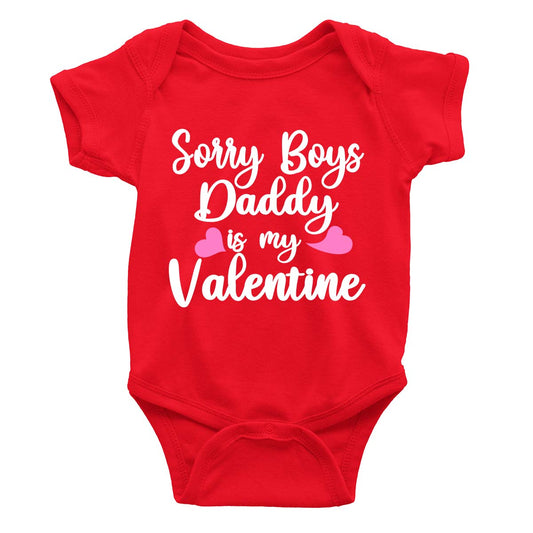 jopo Sorry Boys Daddy is my valentine romper red