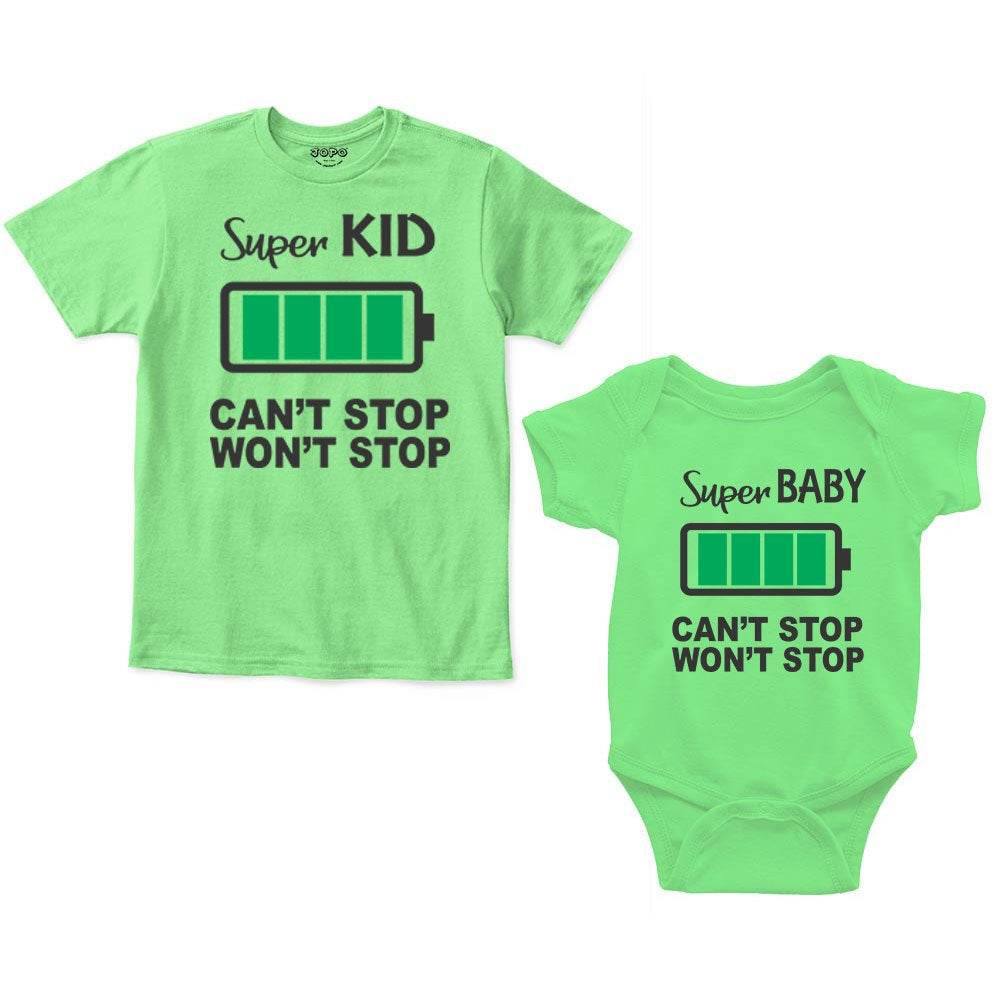 super kid baby Sibling mint green