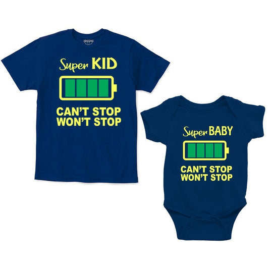 super kid baby Sibling navy