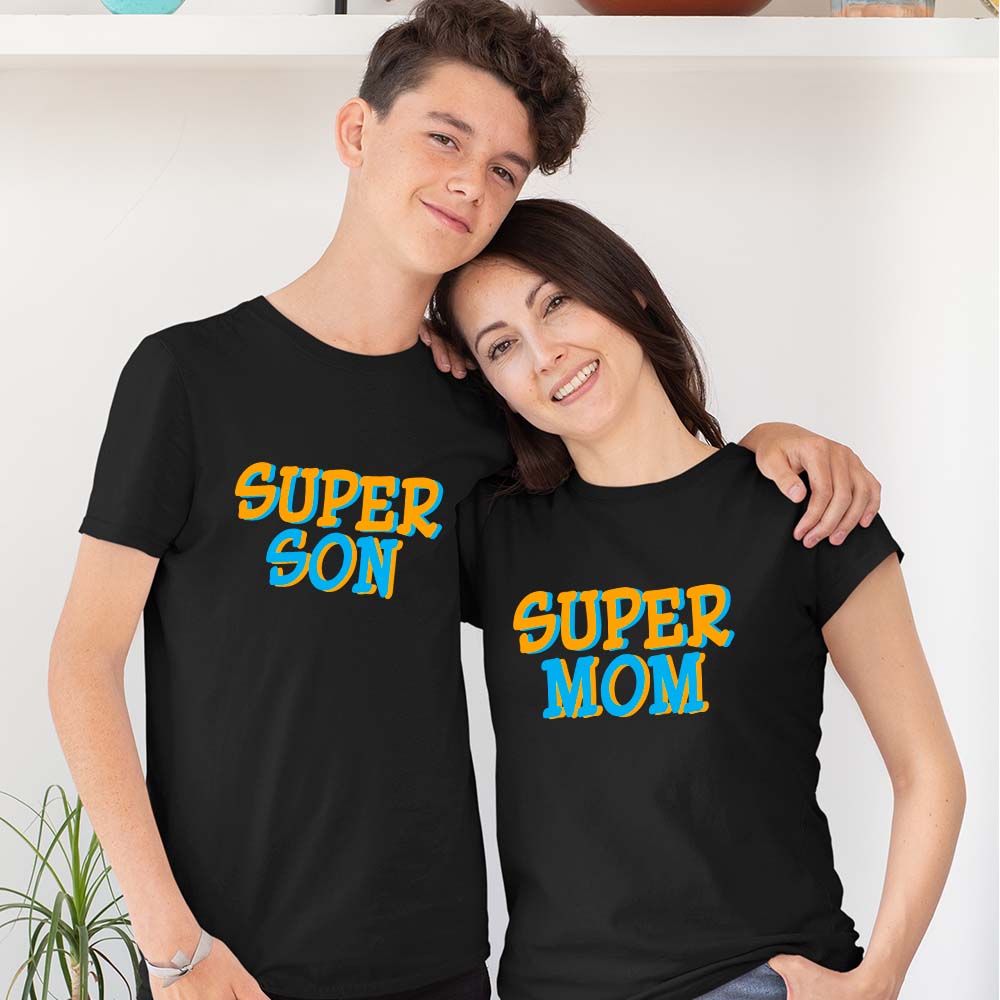 mom and son matching outfits online shopping india formal same tshirt best together fav smily women with son mother's boy mommy favorite Super mom super son black