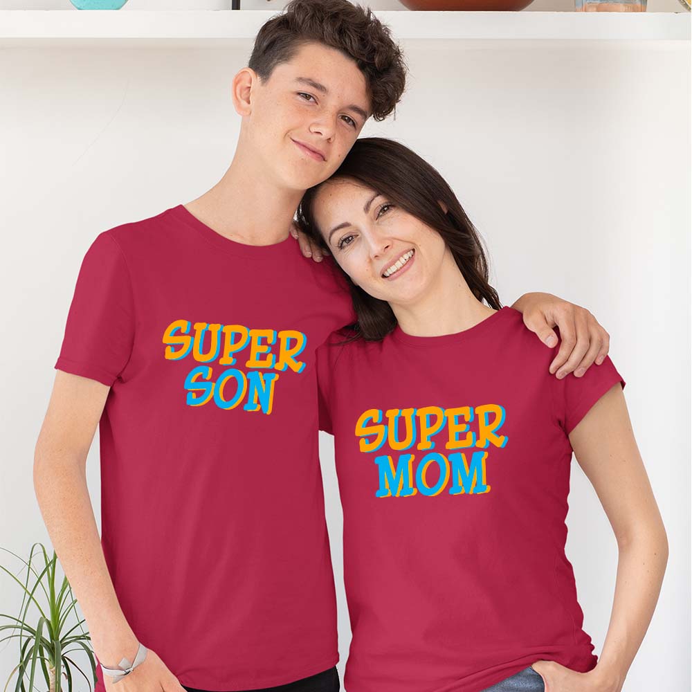 mom and son matching outfits online shopping india formal same tshirt best together fav smily women with son mother's boy mommy favorite Super mom super son maroon