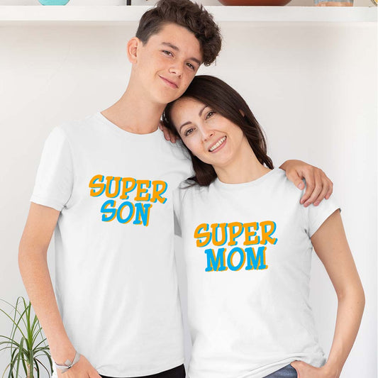 mom and son matching outfits online shopping india formal same tshirt best together fav smily women with son mother's boy mommy favorite Super mom super son white