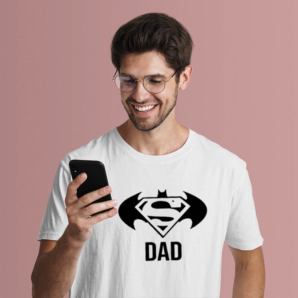 jopo dad Superman badman men tshirt celebration mode White