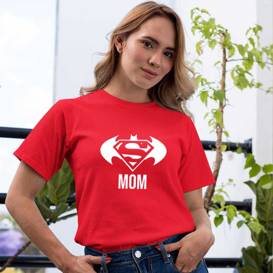 jopo Superman batman mom women tshirt celebration mode red