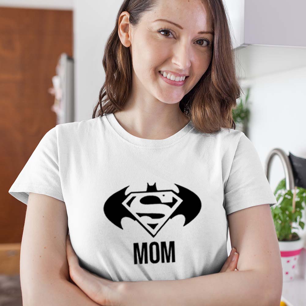 jopo Superman batman mom women tshirt celebration mode White
