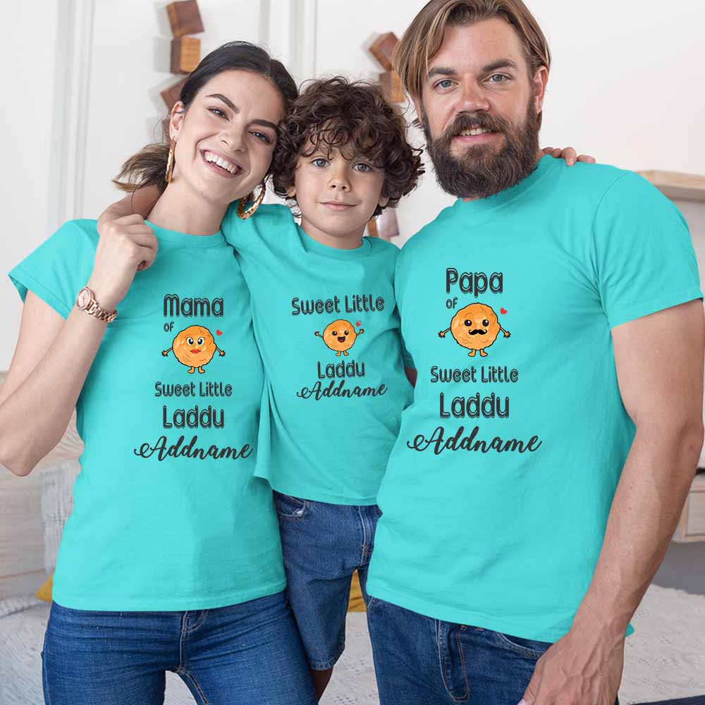 Sweet Laddu Customized Matching Family T-Shirts Set of 3 for Mom