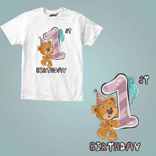 teddy 1st birthday white