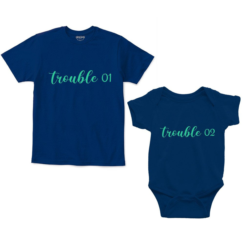 trouble romper with tshirt Navy