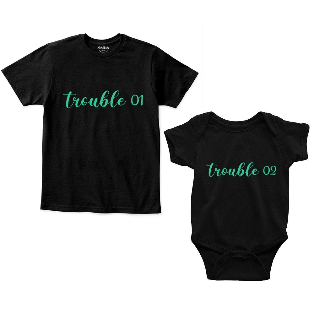 trouble romper with tshirt black