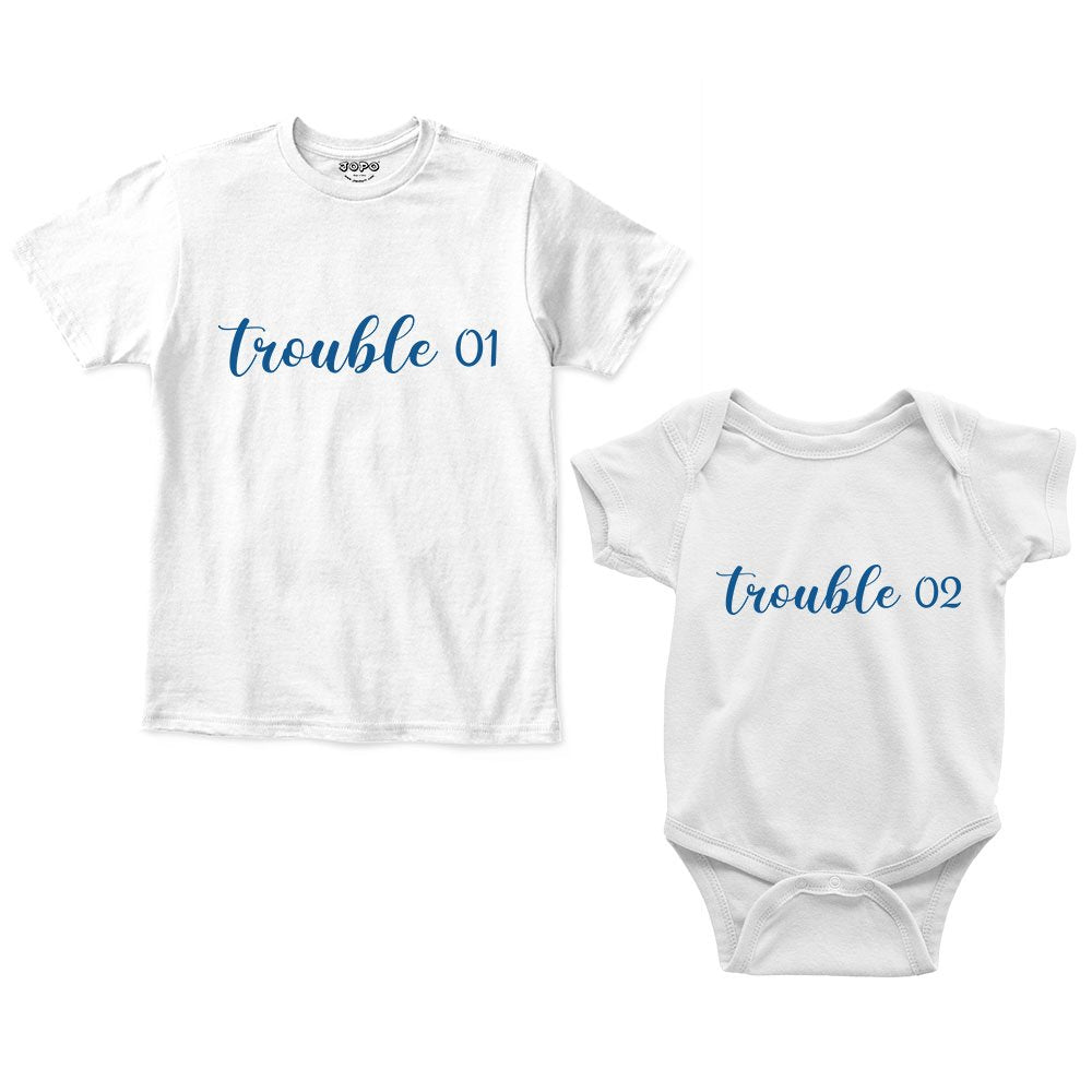 trouble romper with tshirt white