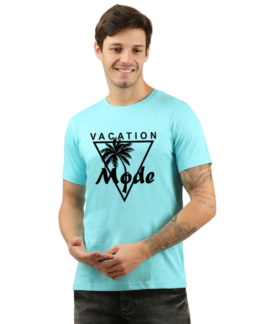 vacation mode printed men tshirts round neck