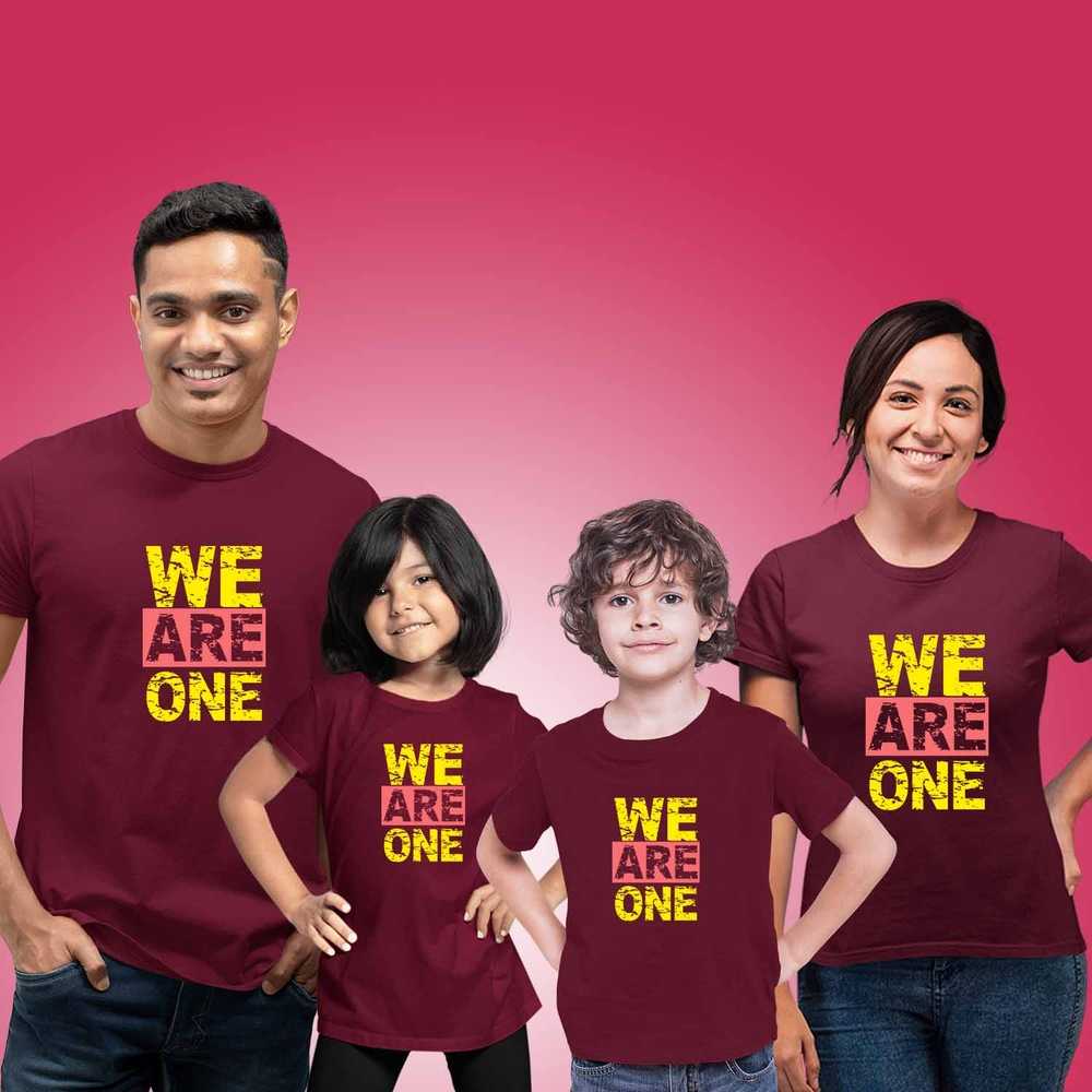 We are One Family T-Shirts Set of 3 & 4 for Mom, Dad, Son, & Daughter