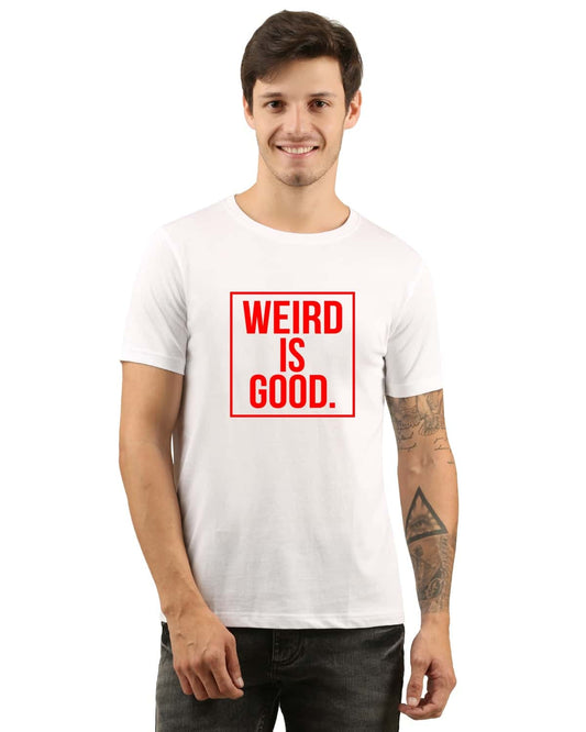 weird is good printed tshirt men jopo biowash cotton white