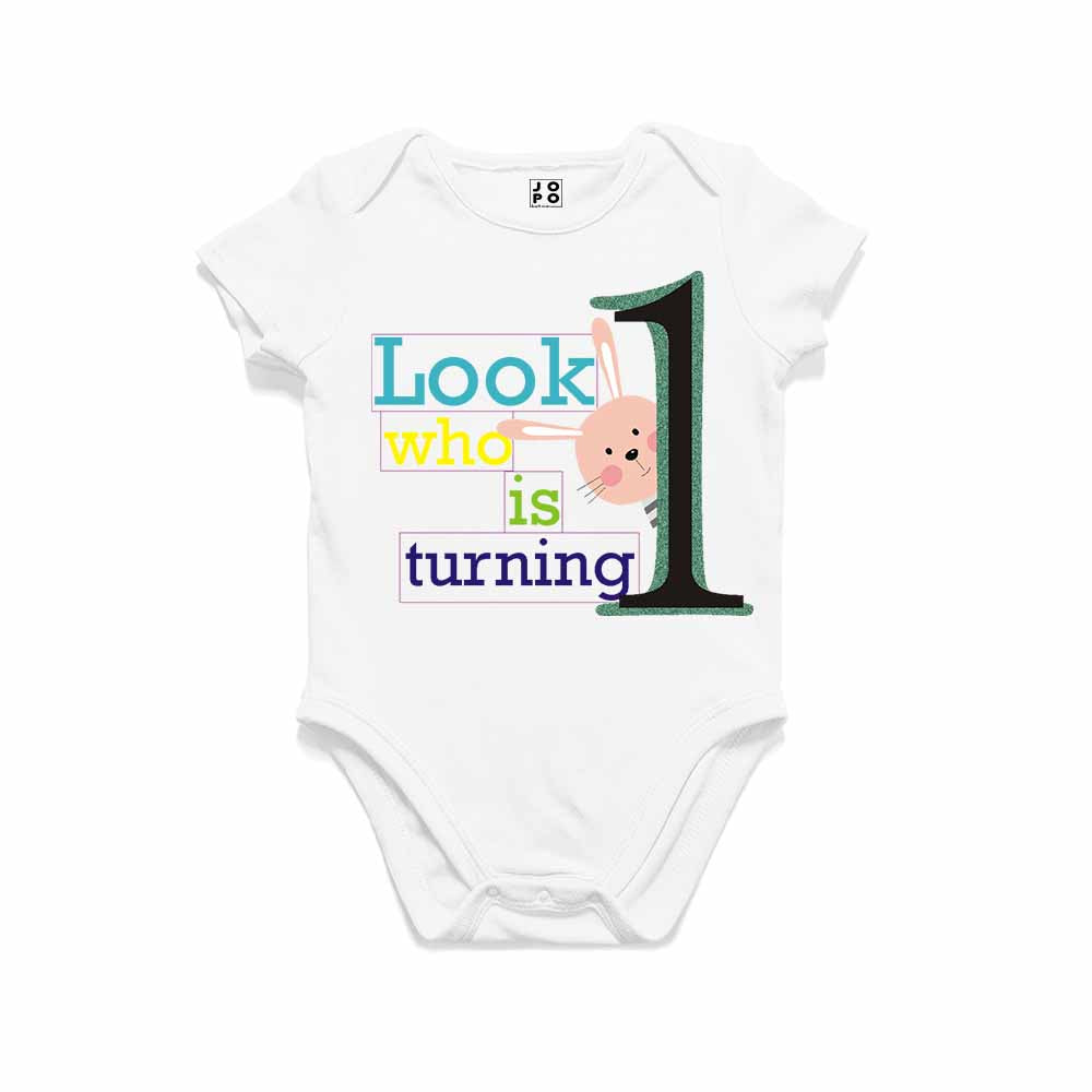 Look Who is Turning 1 Printed Design T-shirt/Romper