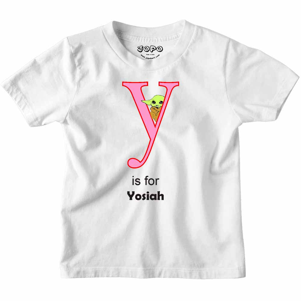 Kid's Alphabet 'Y for Yosiah' name Multicolor T-shirt/Romper