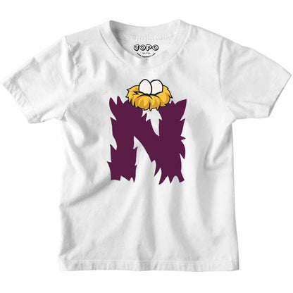Kid's Alphabet N Nest Design Multicolor T-shirt/Romper