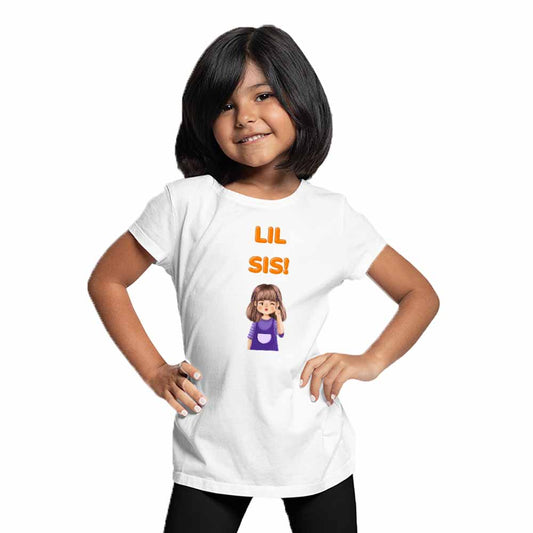 Lil Sis Cartoon Design Multicolor T-shirt/Romper