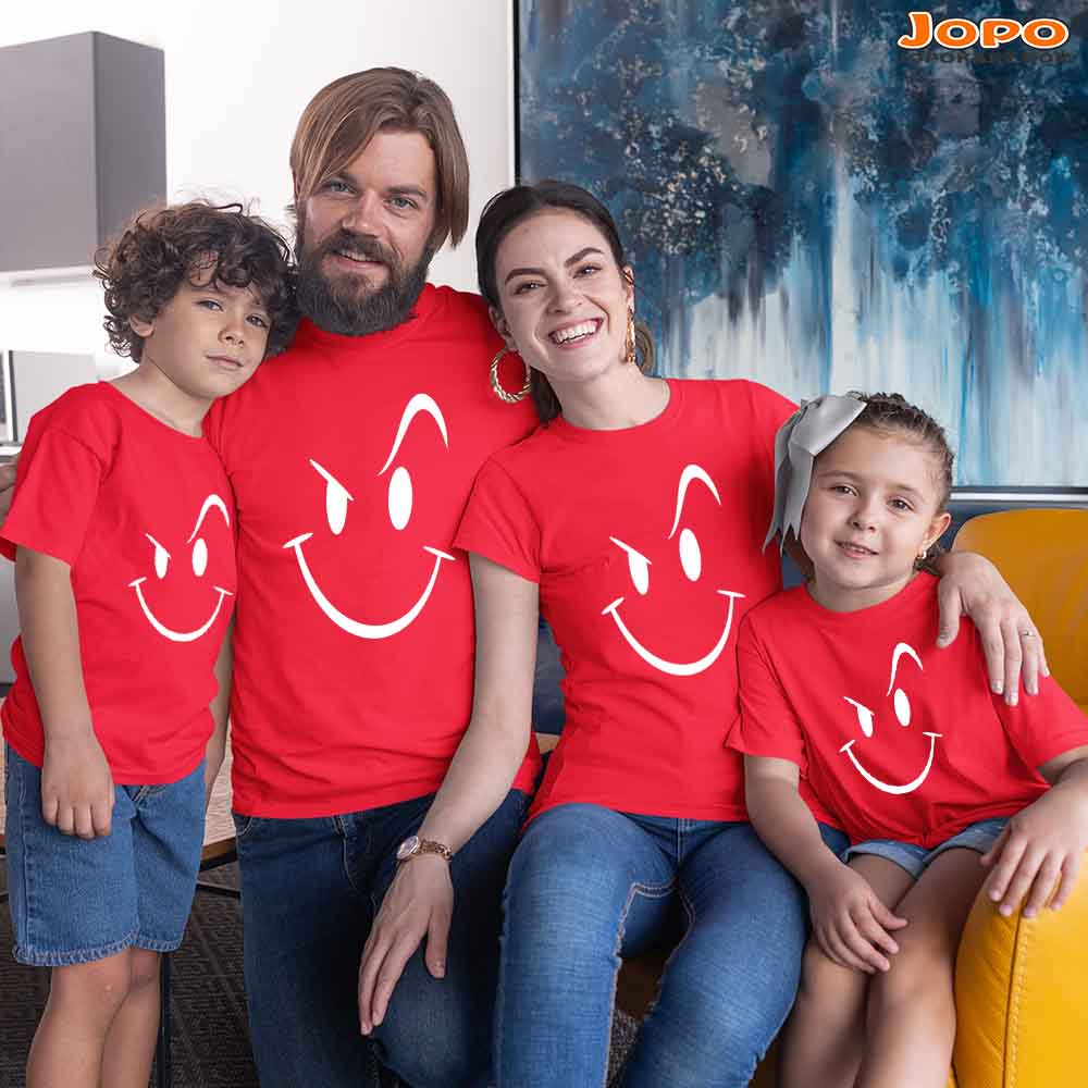 jopo Wink Family tshirt matching outfits happy family photoshoot red