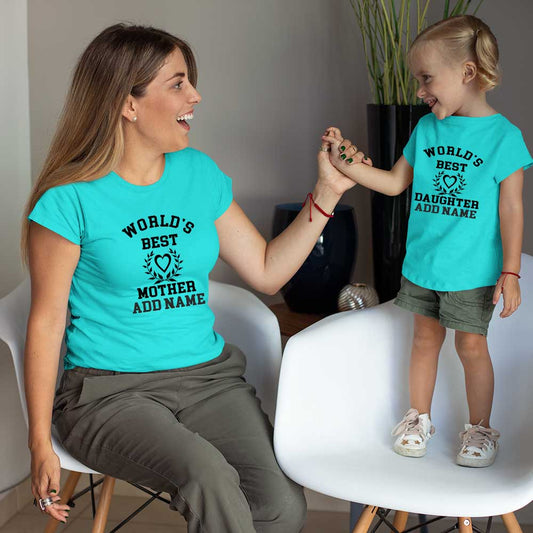 world best mom daughter add name aqua blue