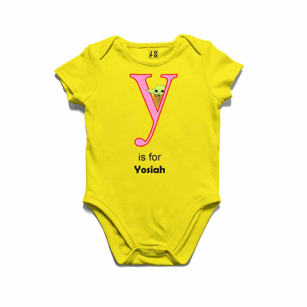 Kid's Alphabet 'Y for Yosiah' name Multicolor T-shirt/Romper