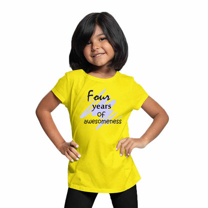Printed designed 4rd Birthday Theme Kids T-shirt