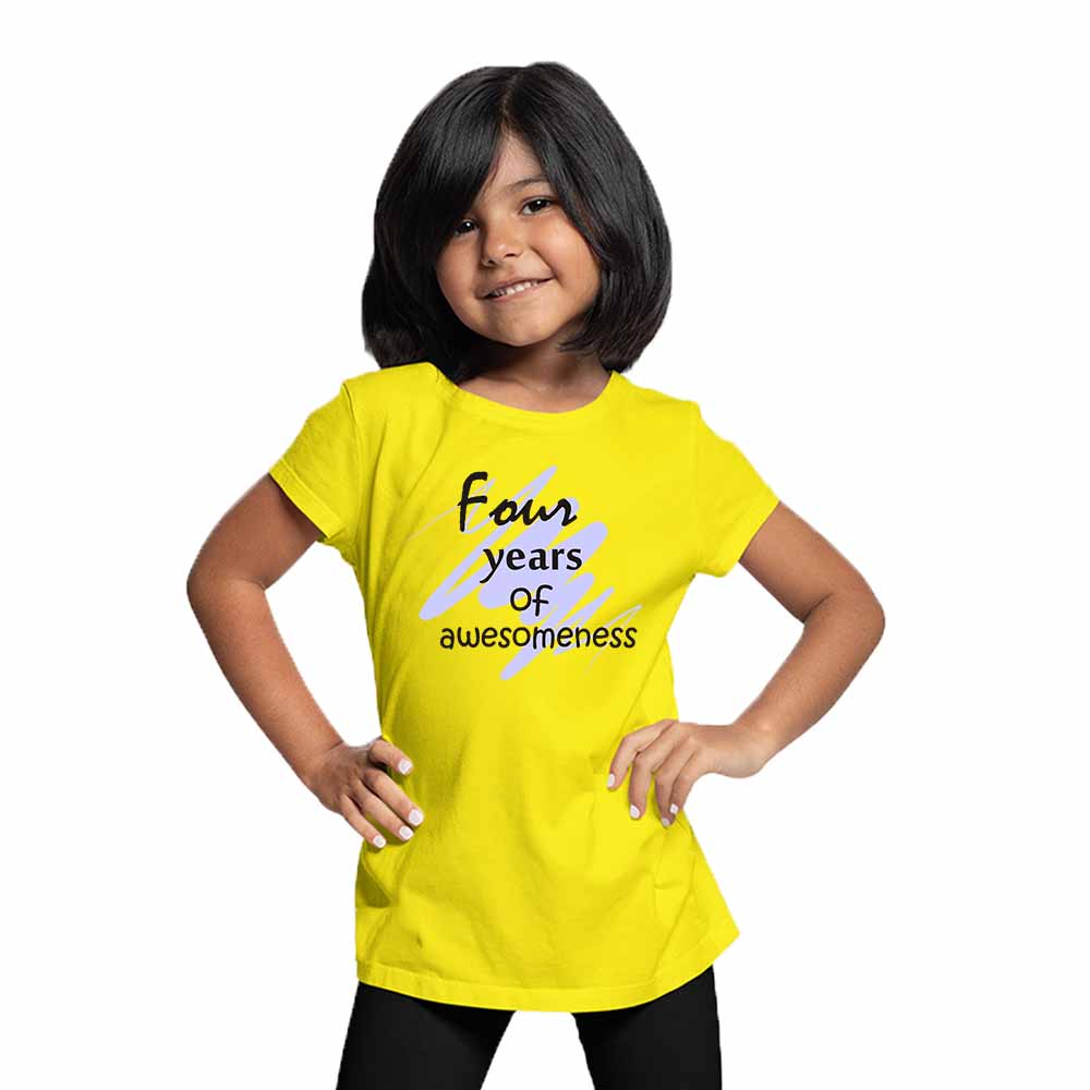 Printed designed 4rd Birthday Theme Kids T-shirt