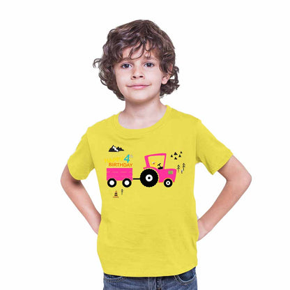 Tractor designed 4rd Birthday Theme Kids T-shirt