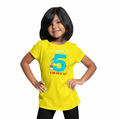 Dino Designed 5th Birthday Theme Kids T-shirt