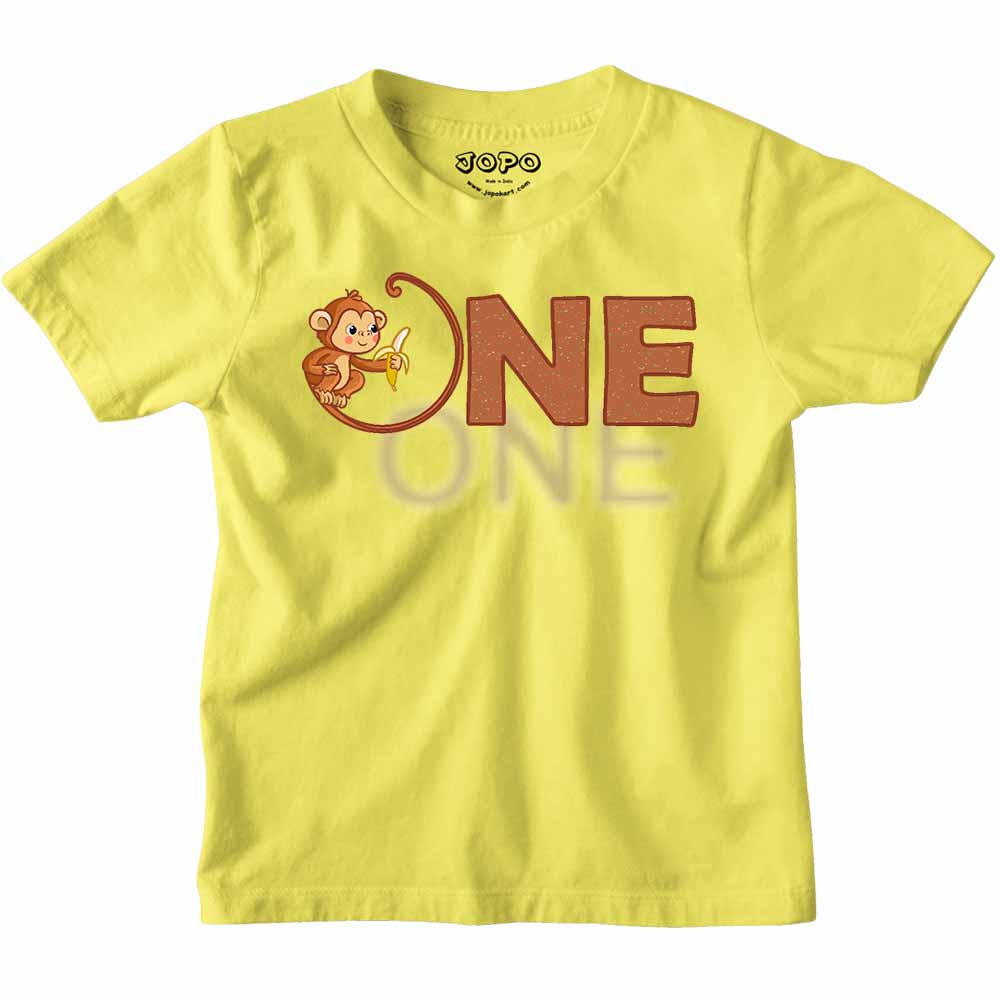 One With Monkey Printed Design T-shirt/Romper