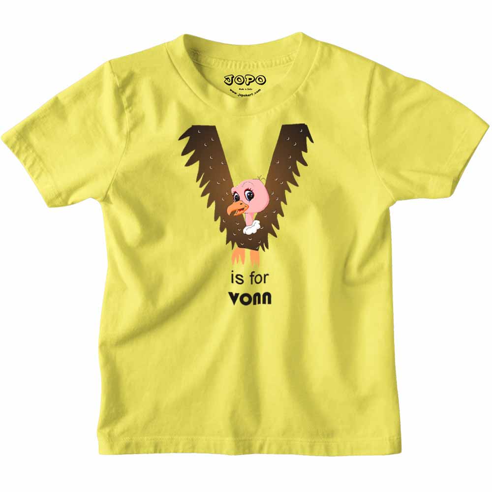 Kid's Alphabet 'V for Vonn' name Multicolor T-shirt/Romper
