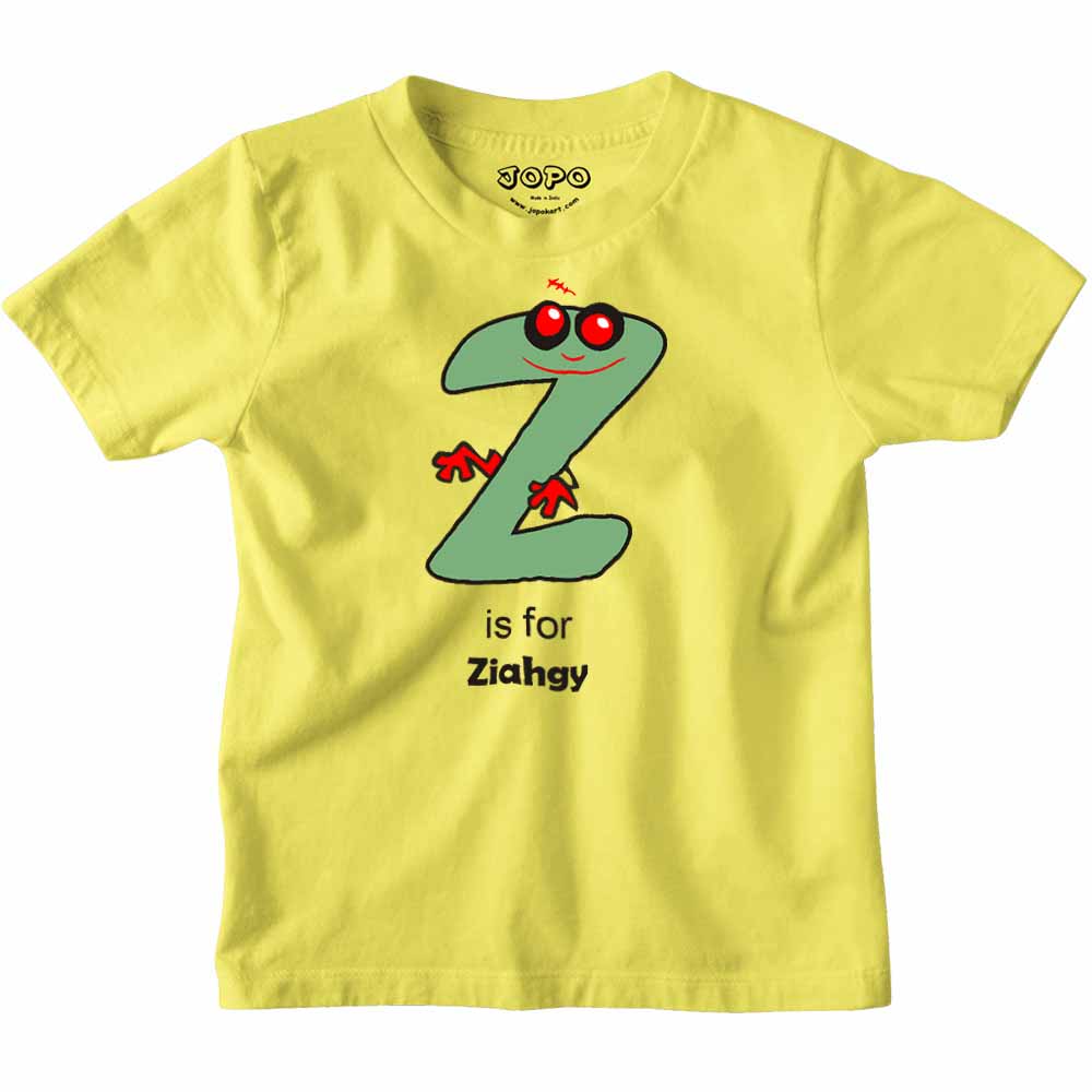 Kid's Alphabet 'Z for Ziahgy' name Multicolor T-shirt/Romper