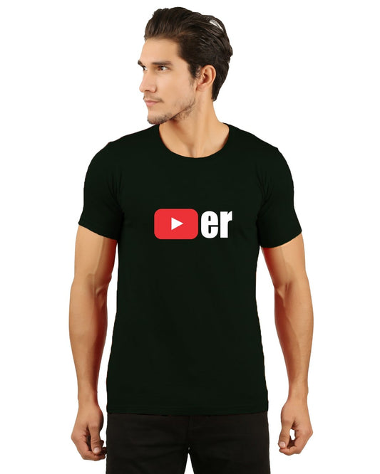 men youtuber printed tshirt round neck biowash influencer